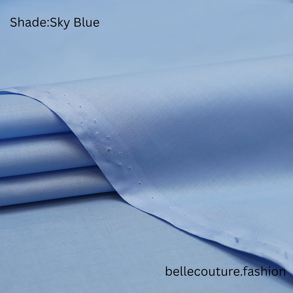 High-Quality Sky Blue Cotton Fabric – Booston Collection by Belle Couture