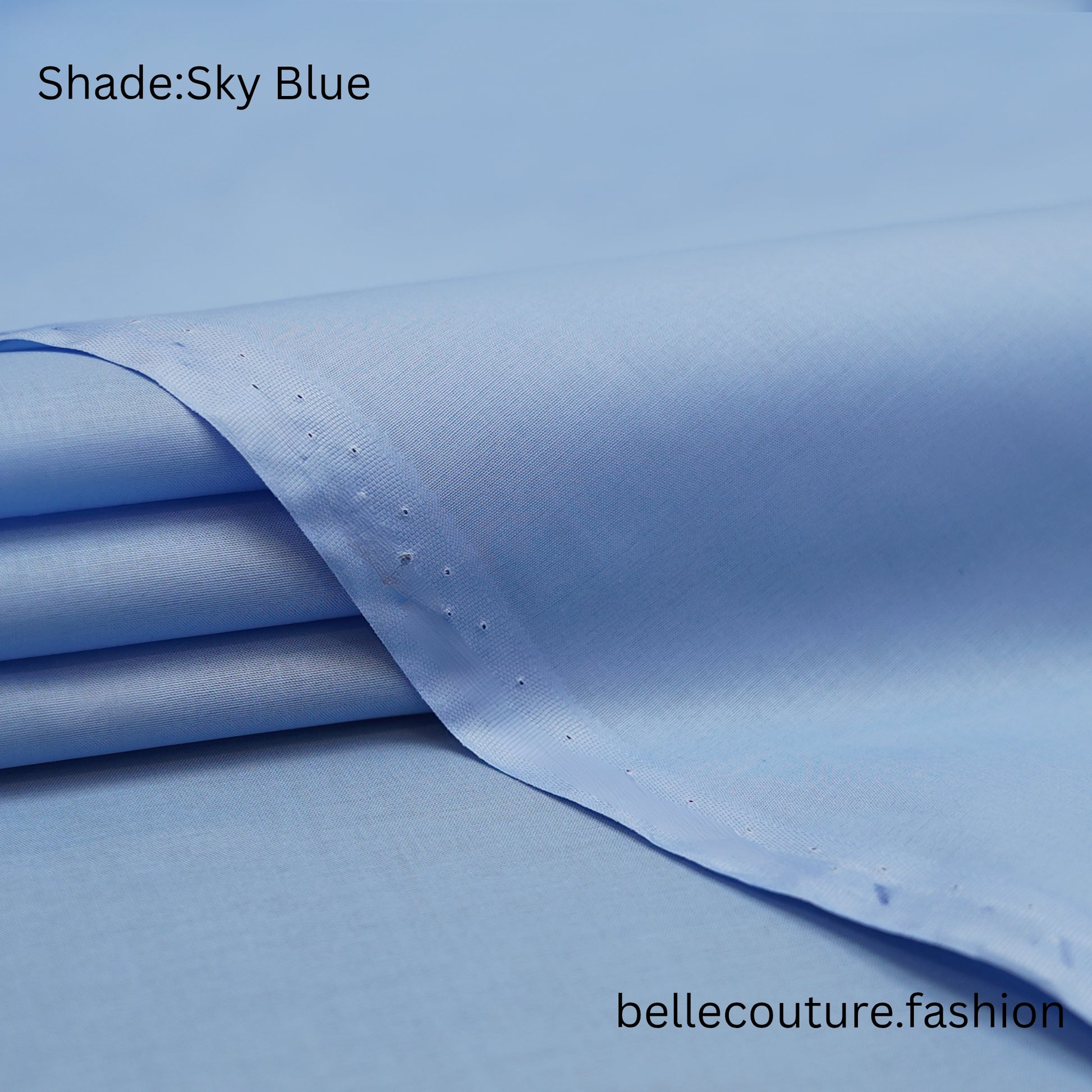 High-Quality Sky Blue Cotton Fabric – Booston Collection by Belle Couture